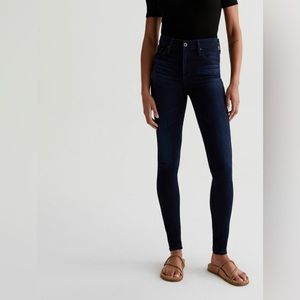 AG The Farrah Skinny 26 ankle. Dark indigo, super stretchy.